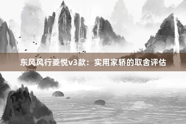 东风风行菱悦v3款：实用家轿的取舍评估